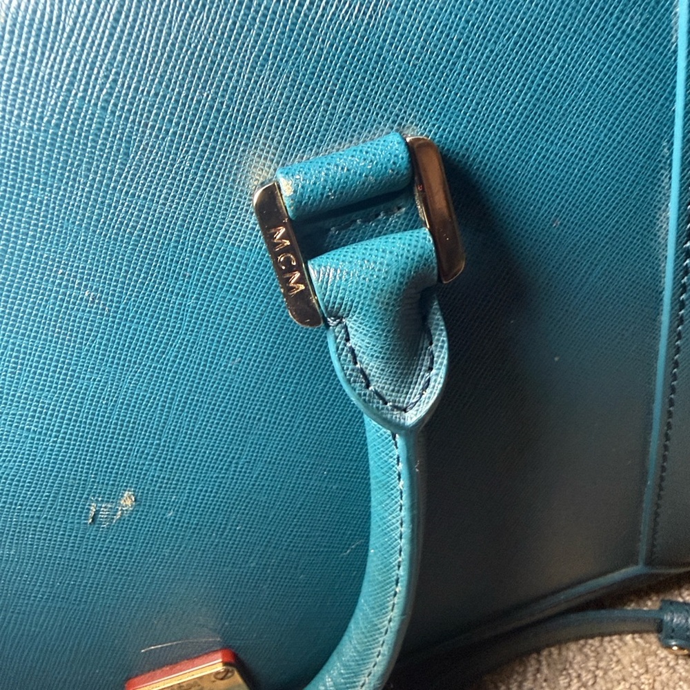 MCM Structured Saffiano Leather Satchel with Crossbody Strap - Picture 14 of 14